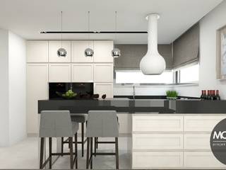 Nowoczesna minimalistyczna kuchnia w jasnej tonacji., MONOstudio MONOstudio Modern style kitchen