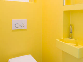Knal geel naadloos toilet homify Industriële badkamers