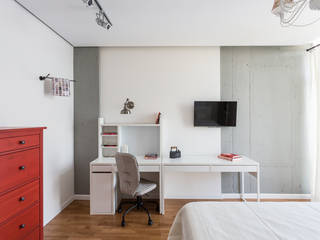 Проект однокомнатной квартиры 40 м² (раздельная комната), SAZONOVA group SAZONOVA group Camera da letto in stile scandinavo