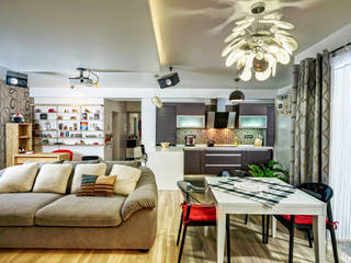 Проект 3х комнатной квартиры-студии 95 м², SAZONOVA group SAZONOVA group Eclectic style dining room