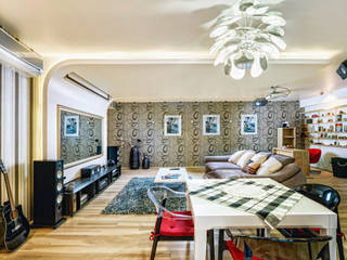 Проект 3х комнатной квартиры-студии 95 м², SAZONOVA group SAZONOVA group Eclectic style living room