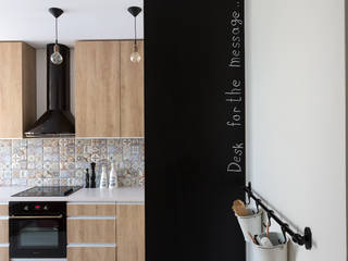 Проект однокомнатной квартиры 40 м² (раздельная комната), SAZONOVA group SAZONOVA group Scandinavian style kitchen