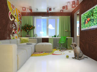 Apartment in paisley. Kitchen, living room, hallway, Your royal design Your royal design ミニマルデザインの リビング
