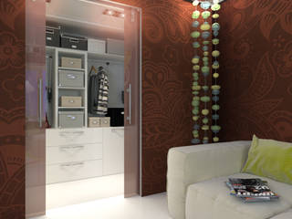 Apartment in paisley. Kitchen, living room, hallway, Your royal design Your royal design ミニマルデザインの ドレッシングルーム