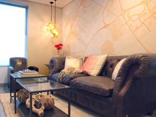 Custom Map Wallpaper, Wallpapered Wallpapered Modern living room