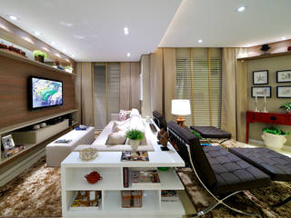 Apartamento integrado em Londrina, Evviva Bertolini Evviva Bertolini Rustic style living room