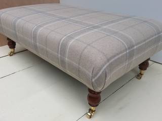 Laura Ashley Highland Check Wool Mix Footstools, Herts Upholstery Herts Upholstery Living room