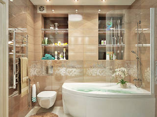 Ванная комната в двух вариантах, Студия дизайна ROMANIUK DESIGN Студия дизайна ROMANIUK DESIGN Modern Banyo