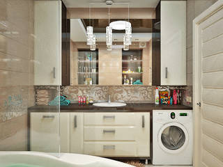Ванная комната в двух вариантах, Студия дизайна ROMANIUK DESIGN Студия дизайна ROMANIUK DESIGN モダンスタイルの お風呂