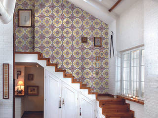 Tiles 'Digitally Printed' Wallpaper Collection, Paper Moon Paper Moon ラスティックスタイルな 壁&床