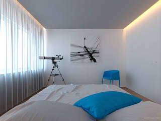 Sypialnia w błękicie, Ale design Grzegorz Grzywacz Ale design Grzegorz Grzywacz Minimalist bedroom