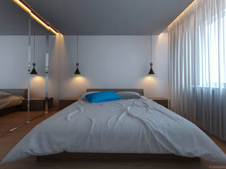 Sypialnia w błękicie, Ale design Grzegorz Grzywacz Ale design Grzegorz Grzywacz Minimalist bedroom