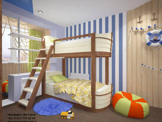 Детская для двух мальчиков в морском стиле, Студия дизайна Виктории Силаевой Студия дизайна Виктории Силаевой Nursery/kid’s room