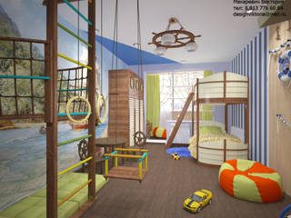 Детская для двух мальчиков в морском стиле, Студия дизайна Виктории Силаевой Студия дизайна Виктории Силаевой ห้องนอนเด็ก