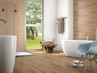 Pavimentos imitación a madera, INTERAZULEJO INTERAZULEJO Modern bathroom