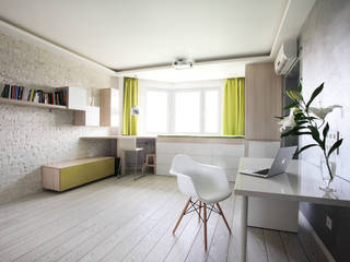 Функциональная студия из типовой однушки ИП-46с для молодой пары, Space for life Space for life Scandinavian style living room
