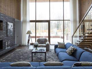 ДОМ В ПОСЕЛКЕ ПОЛИВАНОВО, ALEXANDER ZHIDKOV ARCHITECT ALEXANDER ZHIDKOV ARCHITECT Scandinavian style living room
