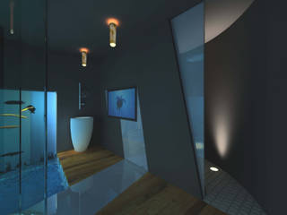 Bagno acquario, gk architetti (Carlo Andrea Gorelli+Keiko Kondo) gk architetti (Carlo Andrea Gorelli+Keiko Kondo) Minimalist bathroom