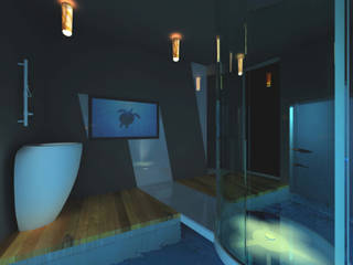 Bagno acquario, gk architetti (Carlo Andrea Gorelli+Keiko Kondo) gk architetti (Carlo Andrea Gorelli+Keiko Kondo) Minimalist bathroom