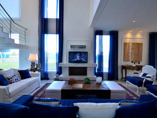 Casa de Praia Azul Marinho, marli lima designer de interiores marli lima designer de interiores Salas de estar ecléticas