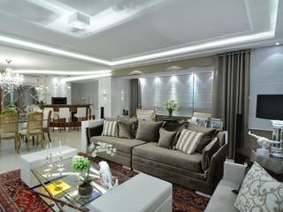 Living classico em tons neutros, marli lima designer de interiores marli lima designer de interiores Living room