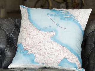 Cushion cover made from genuine vintage escape and evasion silk maps - Italy including Rome, Home Front Vintage Home Front Vintage Endüstriyel Oturma Odası
