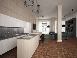 Penthouse in St. Petersburg., APRIL DESIGN APRIL DESIGN Cocinas de estilo industrial