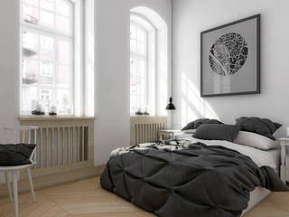 Mieszkanie, Katowice, Wita Stwosza, musk collective design musk collective design Minimalist bedroom