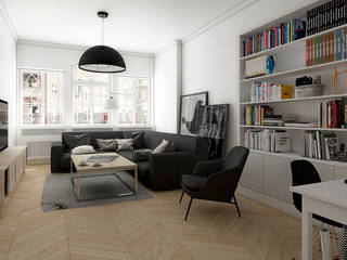 Mieszkanie, Katowice, Wita Stwosza, musk collective design musk collective design Minimalist living room