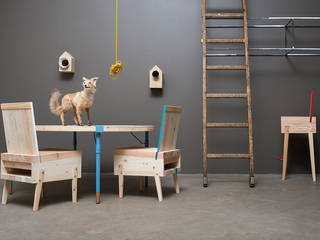 Runder Esstisch & Lounge-Sessel & Barhocker aus Recycling-Holz Baltic Design Shop Ausgefallene Esszimmer Tische