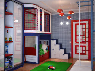 Спортивный интерьер детской комнаты , Студия дизайна ROMANIUK DESIGN Студия дизайна ROMANIUK DESIGN Habitaciones para niños de estilo moderno