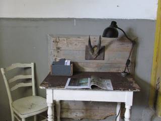 Brocante Franse antieke tafel, wit, Were Home Were Home Sala da pranzo in stile rustico