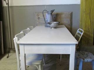 Smalle brocante witte tafel met 4 lades, Were Home Were Home Rustic style dining room