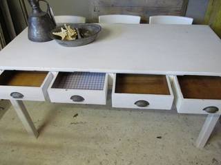 Smalle brocante witte tafel met 4 lades, Were Home Were Home Rustic style dining room