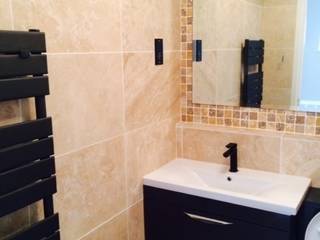 Bathroom with black at Royal Victoria Docks London E16, Design Inspired Ltd Design Inspired Ltd