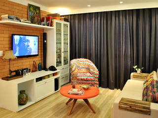 Sala tijolinhos, Red Studio Red Studio Salas de estar modernas