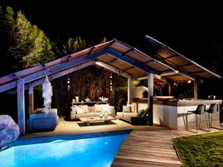 Pool House at Night TG Studio Garden Pool