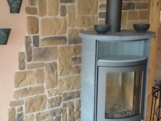Riemchen Cäsar, Rimini Baustoffe GmbH Rimini Baustoffe GmbH 地中海デザインの リビング