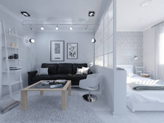 Скандинавия: визуализация современной квартиры , OK Interior Design OK Interior Design غرفة المعيشة