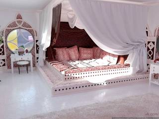 Уютная спальня в восточном стиле, Nada-Design Студия дизайна. Nada-Design Студия дизайна. 和風の 寝室