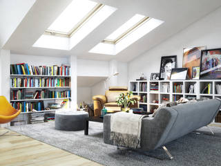 Cosy attic room. Piwko-Bespoke Fitted Furniture Living room Shelves