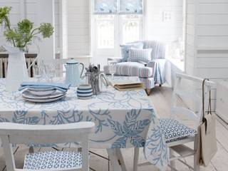Clarke and Clarke - Maritime Prints Fabric Collection Curtains Made Simple Mediterranean style dining room