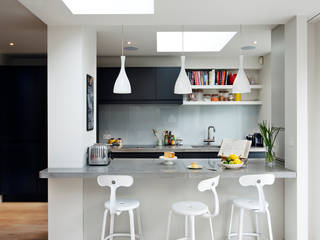 concrete worktops homify Minimalist kitchen london,extension,architecture,glass,kitchen,concrete