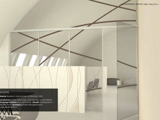 Raumteiler, Wand- und Deckendekoration, Glastrennwand, tela-design tela-design مساحات تجارية