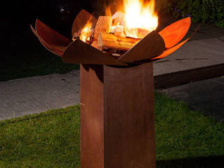 außergewöhnliche Feuerstellen - Blütenschale, Atelier51 Atelier51 Vườn phong cách chiết trung Fire pits & barbecues