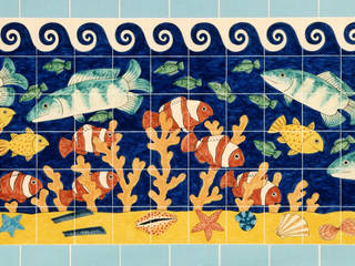 Fish tile panels, Reptile tiles & ceramics Reptile tiles & ceramics Tường & sàn phong cách nhiệt đới