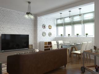 Квартира в Подмосковье 55 м², Orlova Home Design Orlova Home Design Livings de estilo ecléctico