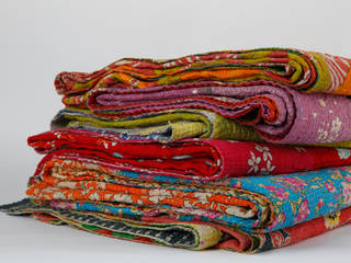 Vintage Indian kantha Quilts & Throws, Rebecca's Aix Home Rebecca's Aix Home غرفة نوم