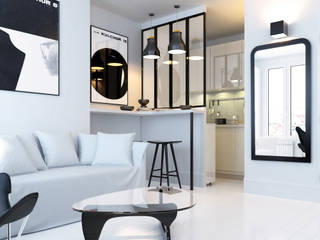 studio parisien, Agence KP Agence KP 現代廚房設計點子、靈感&圖片 玻璃 Black