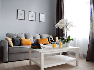 Mieszkanie w szarości , Grey shade interiors Grey shade interiors Eclectic style living room